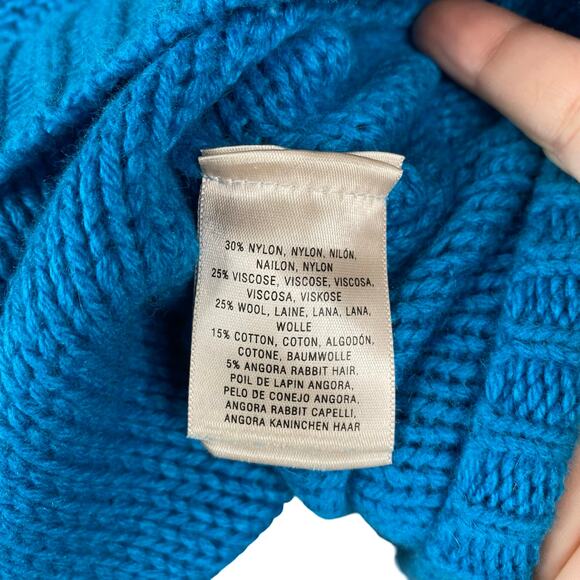 Anthropologie Moth Wool Angora Blue Side Button Raglan Pullover Sweater SZ M - Picture 9 of 9